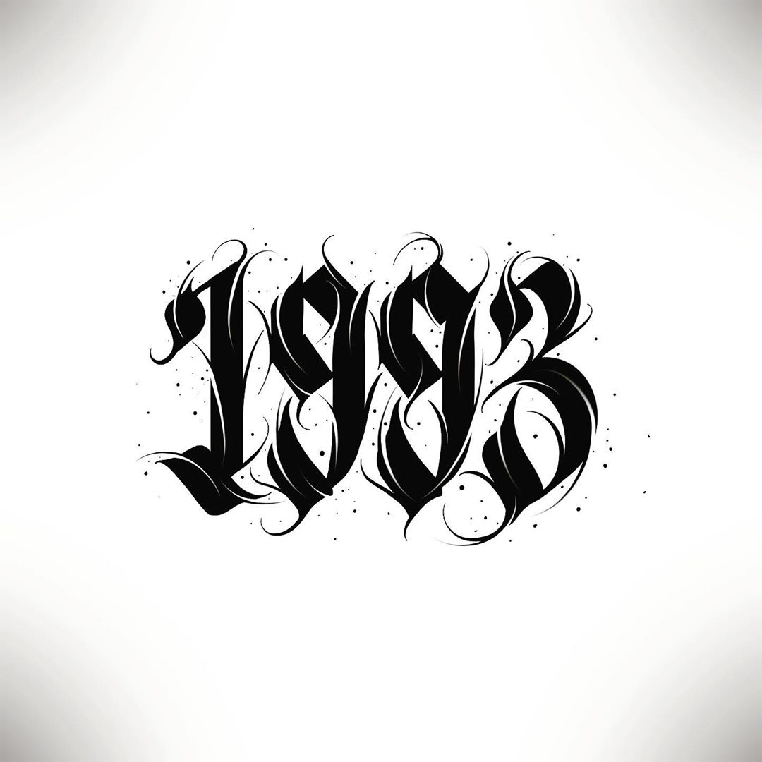 Calligraphie « 1993 » · Fond Noir Tattoo