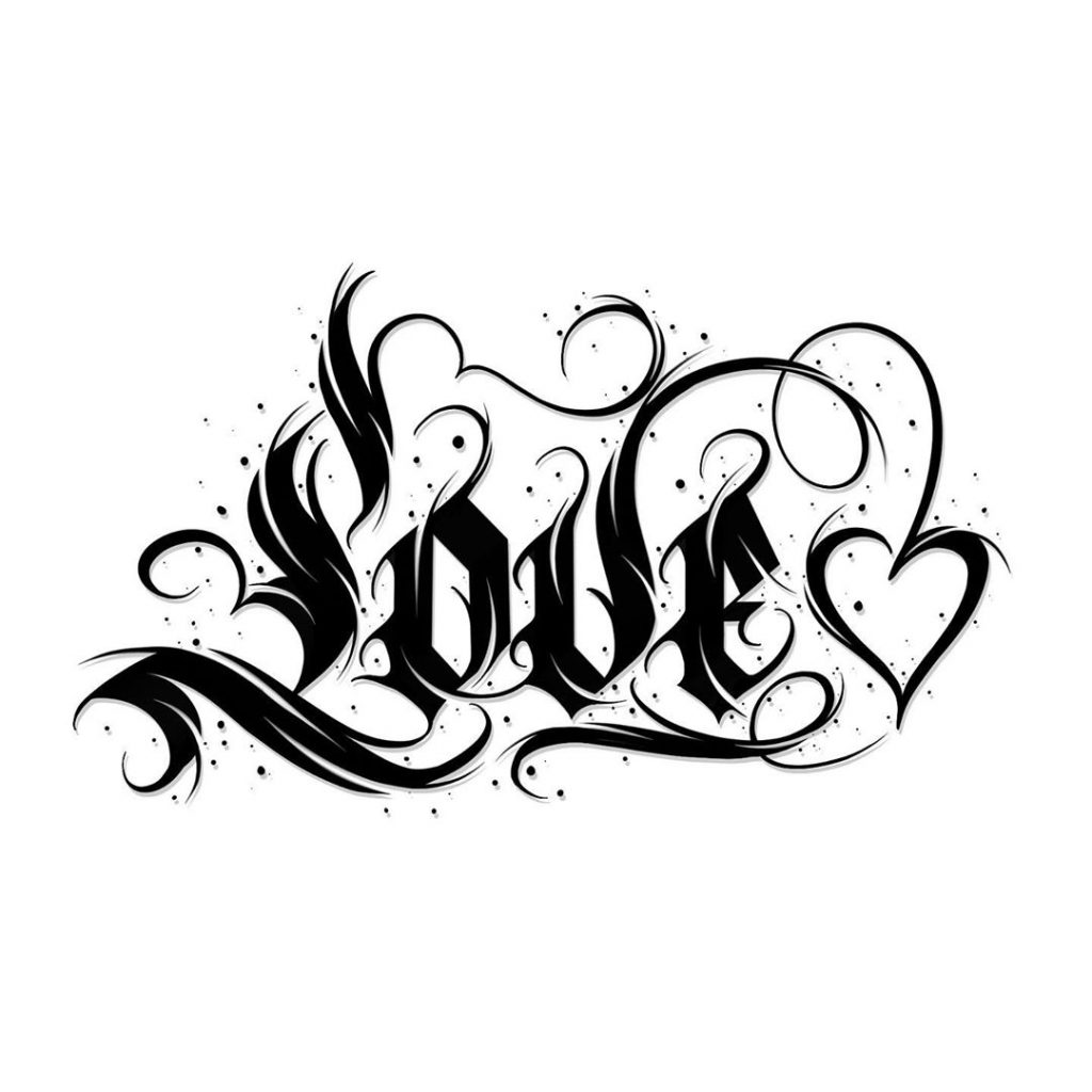 Calligraphie black « Love » & cœur