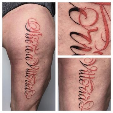 Tatouage calligraphie « Sin'a a Vittorià »