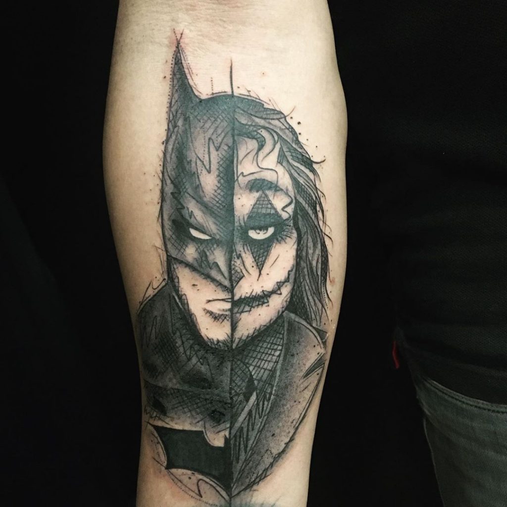 Tatouage dual-face Batman / Joker