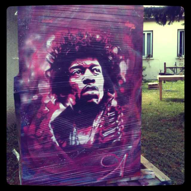 Peinture Jimmy Hendrix sur bâche