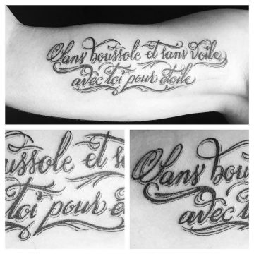 Tatouage "Sans boussole et sans voile, avec toi pour étoile"